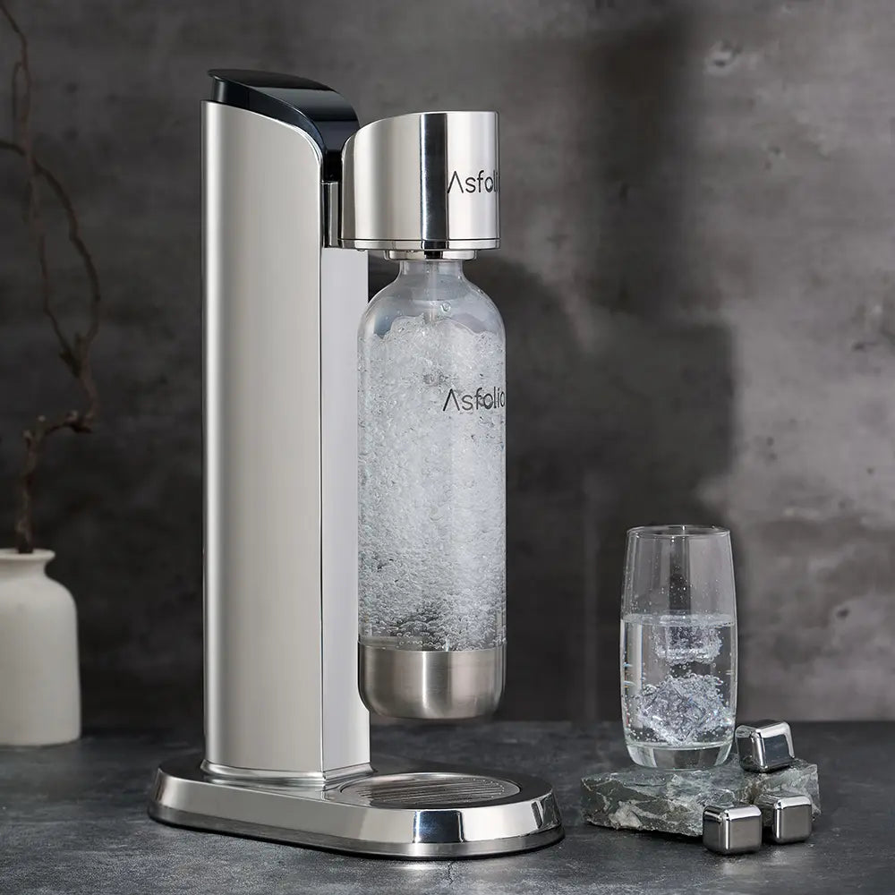 Agave sparkling water maker and glass