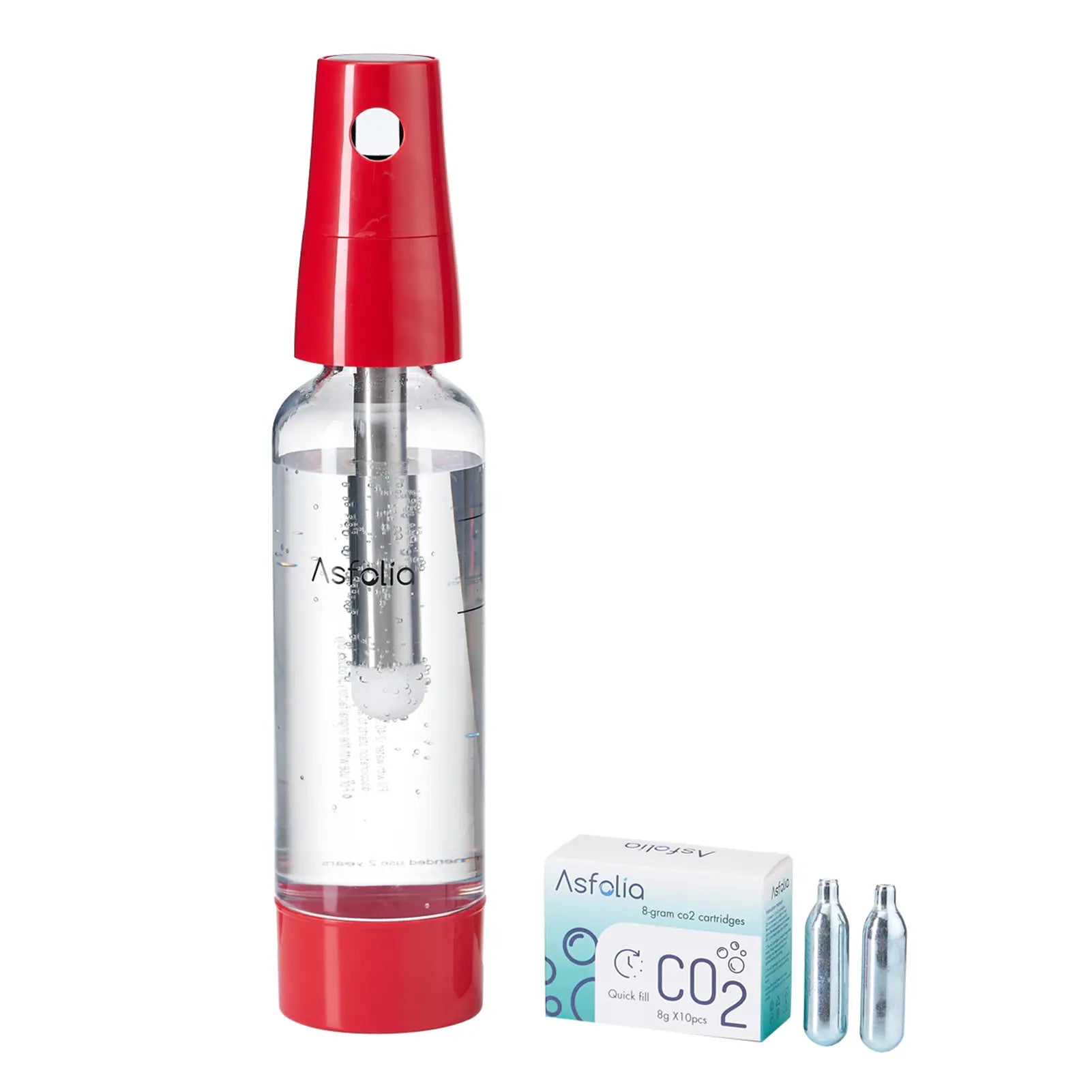 Asfolia Portable Soda Maker with CO2 Cartridges - Red#color_red